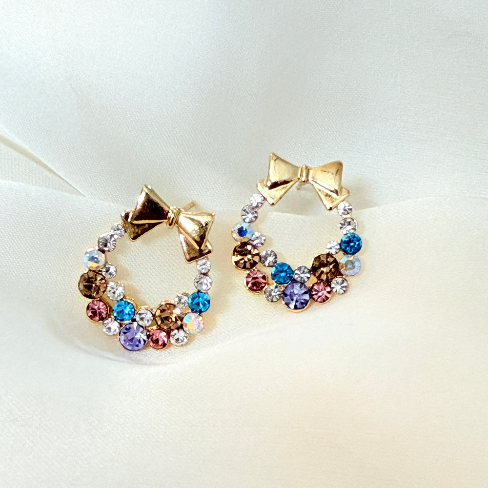 Women bow knot stud earrings